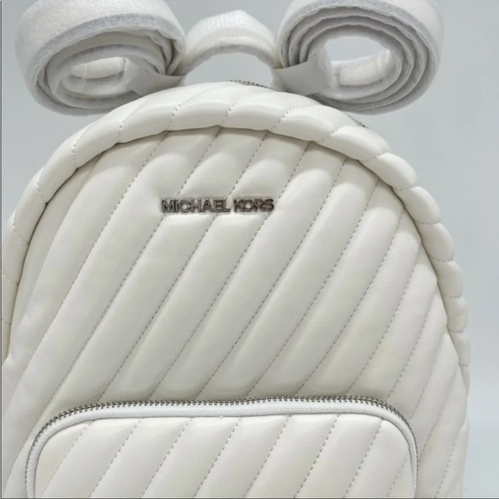 New Michael Kors Medium Erin Backpack Optic White